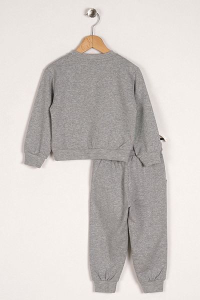 zepkids Crew Neck hosszú ujjú krokodil rex nyomott szürke színű fiú kétrészes készlet