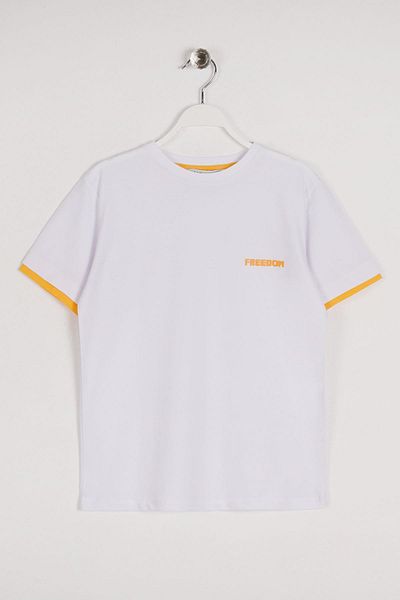 zepkids Crew Neck Short Sleeve Freedom Printed White Color Boy's T-shirt
