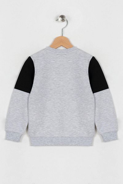 zepkids Crew Neck Long Sleeve Black Gray Color Boy's Sweatshirt