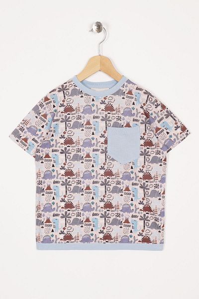 zepkids Tricou pentru băiat de culoare albastră cu buzunar aplicat