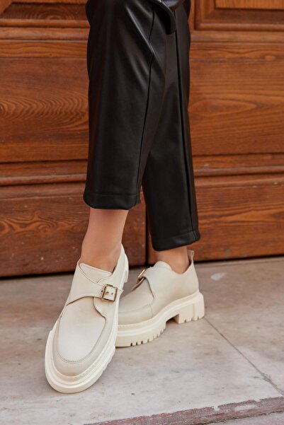 NILUFARR Juliet Nude Жіночі лофери з натуральної шкіри на товстій підошві