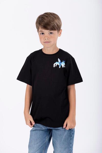 zepkids okrugla kragna Majica kratkih rukava Honey Štampano crne boje za dečake