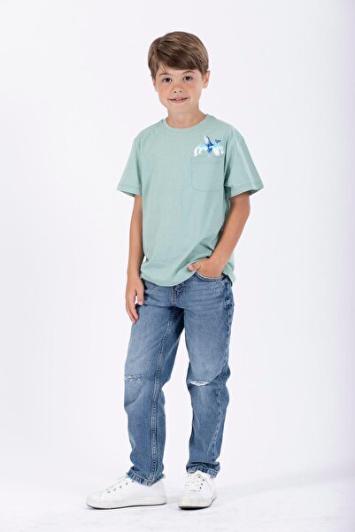 zepkids okrugla kragna Majica kratkih rukava Honey Štampano Cagla zelene boje...