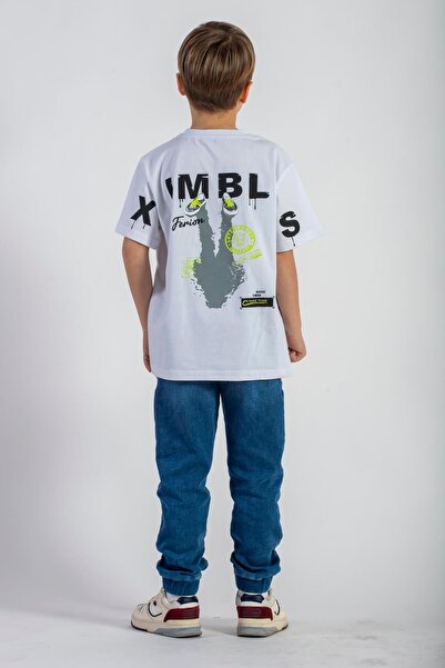 zepkids Boy's T-shirt - Front and Back Printed, Ecru Color