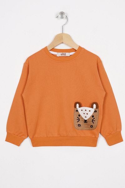 zepkids Hanorac de culoare caramida pentru baieti - buzunar detaliat