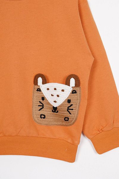 zepkids Hanorac de culoare caramida pentru baieti - buzunar detaliat