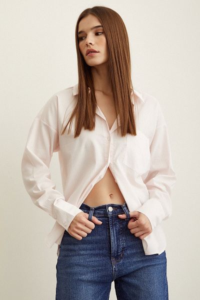 Never more Powder Color Striped Shirt