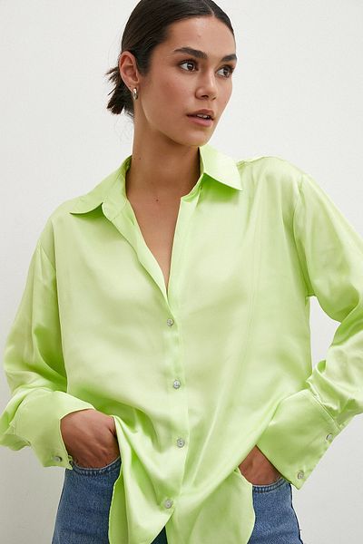 Never more Yellow Satin Basic Shirt