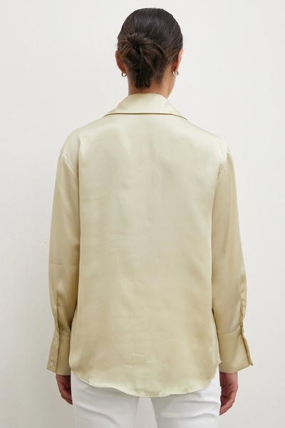 Never more Beige Satin Basic Shirt