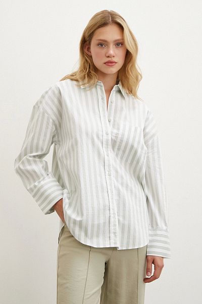 Never more Mint Striped Pocket Shirt