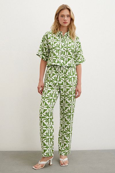 Never more Green Pipe Leg - Elastic Waist Trousers