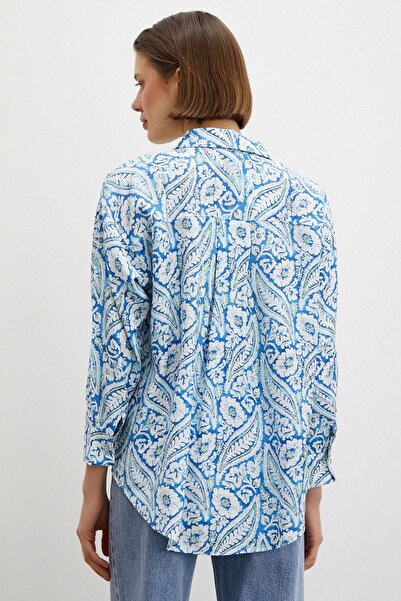 Never more Шаль з малюнком Модальна сорочка Синя
