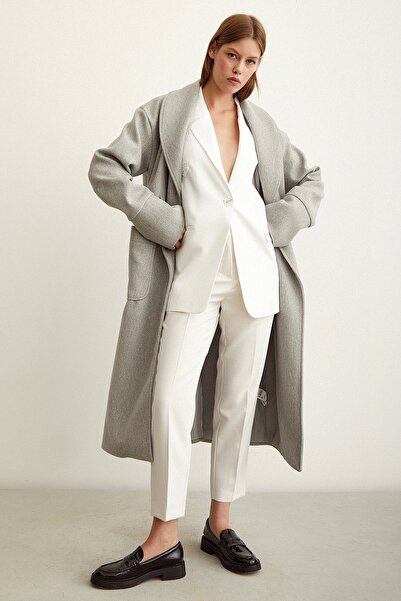 Never more Belted Shawl Collar Coat
