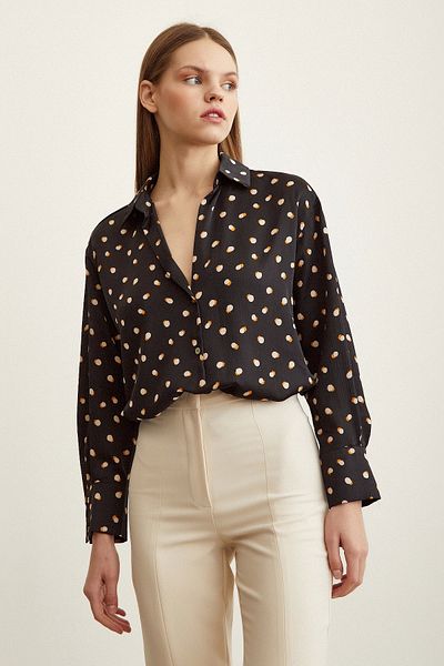 Never more Polka Dot Patterned Satin Shirt