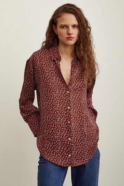 Never more Polka Dot Patterned Satin Shirt Tile