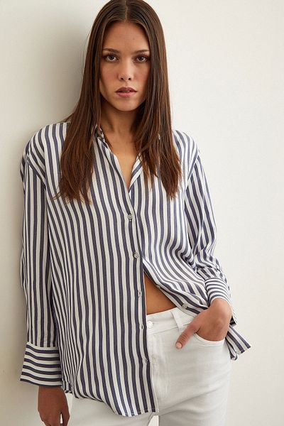 Never more Multi Striped Shirt Navy Blue