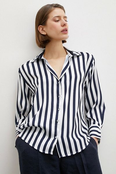 Never more Robe Striped Shirt Navy Blue