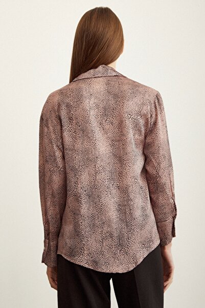 Never more V Yaka Desenli Saten Gömlek