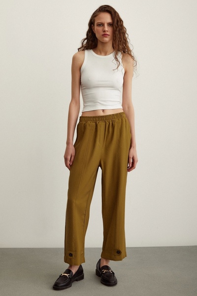 Never more Ελαστικό Casual Παντελόνι Χακί