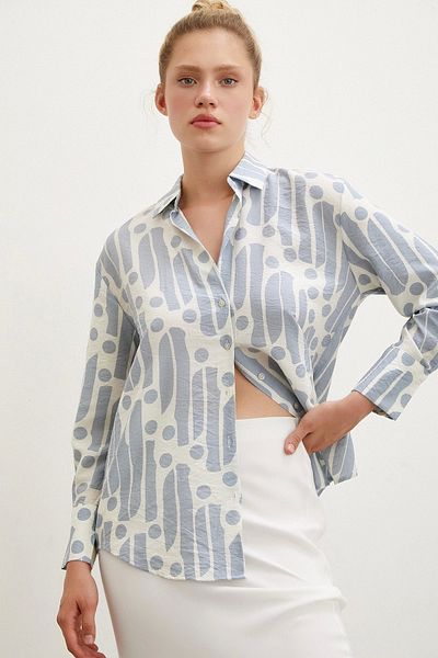 Never more Indigo Modern Patterned Modal Shirt