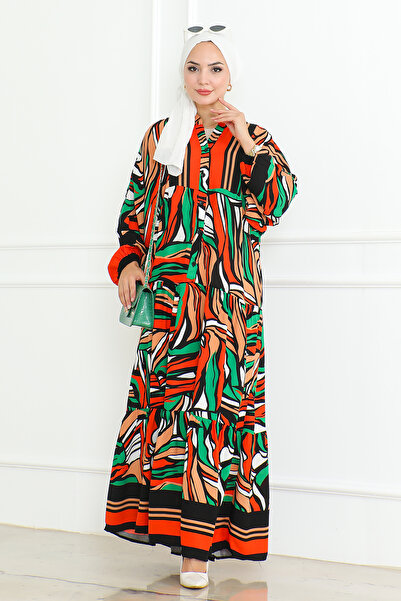 MODAQU Φόρεμα βισκόζης με πολύχρωμα σχέδια