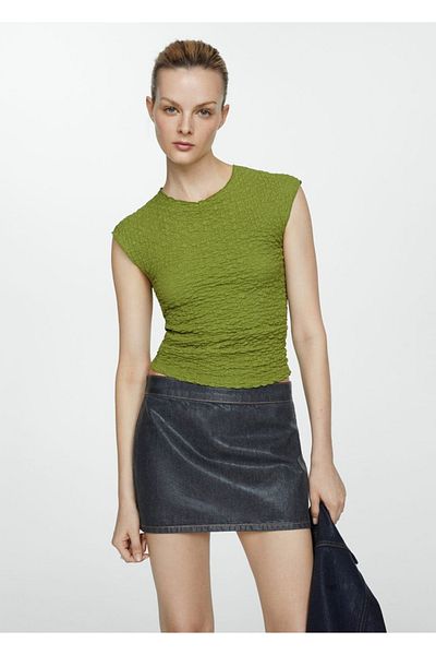 MANGO Woman Kurzärmeliges, strukturiertes T-Shirt