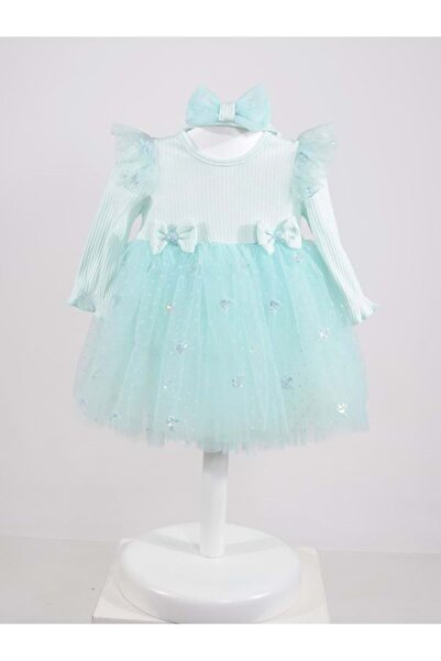 Serkon فستان بطبعة فراشة من السيلينيك باللون الأخضر النعناعي - 152.0558