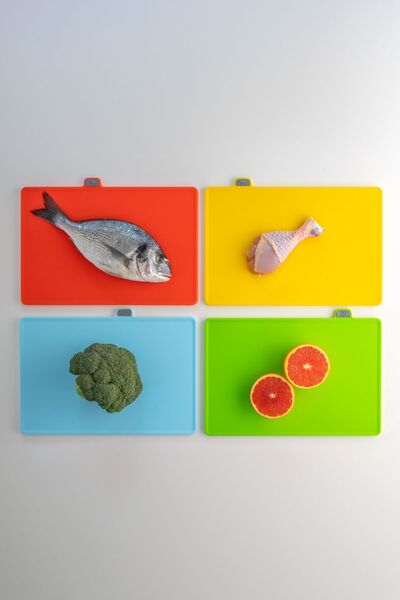 Porsima 1085 4-Piece Cutting Board - Meat Vegetable Fish Cutting Chopping Boards - Colorful