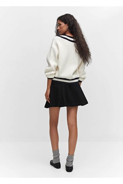 MANGO Woman Džínová minisukně s límečkem