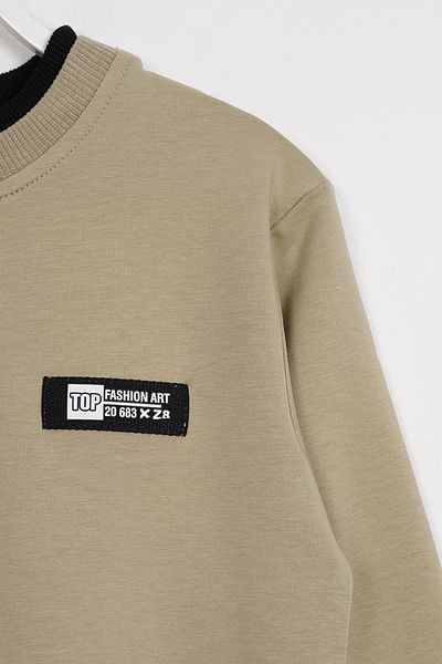 zepkids Hanorac pentru băiat de culoare kaki - Detaliu guler camisole