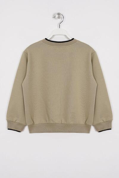 zepkids KHaki Colored Boy's Sweatshirt - Camisole Collar Detail