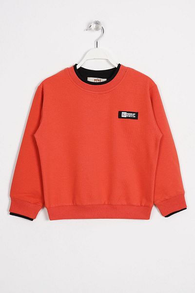 zepkids Hanorac de culoare cărămidă pentru băiat - Detaliu guler camisole