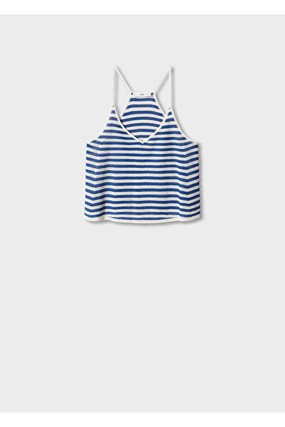 MANGO Woman Πλεκτά ριγέ μπλούζα