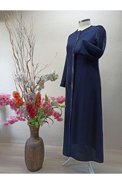 sarmoda 3021önü Ve Kol Uçları Taş Işlemeli Yuvarlak Yaka Gizli Fermuarlı Feerace Qys 3021 Ferace #22-01#