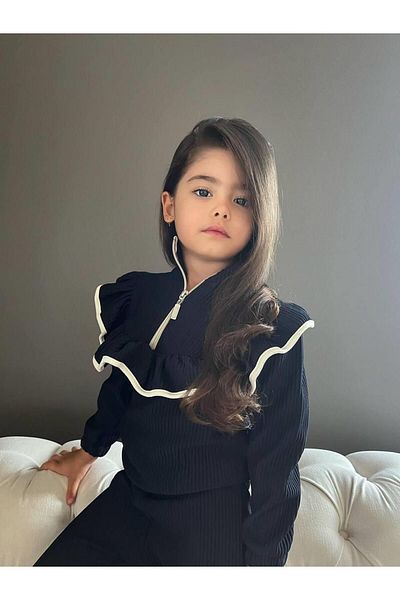 YİGİT BUTİK Yigit Boutique Flare lábú zsinóros lányöltöny
