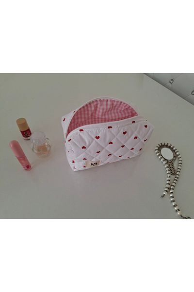 Daisy Heart Pattern Makeup Bag - Large Size