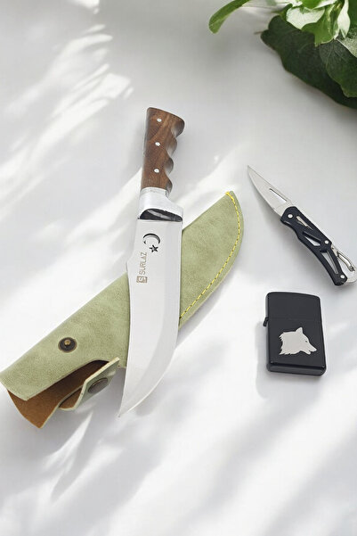 SürLaz 3 Parça İsme Özel Kamp Seti Outdoor Kamp Bıçağı Özel Kılıflı Metal Kat...