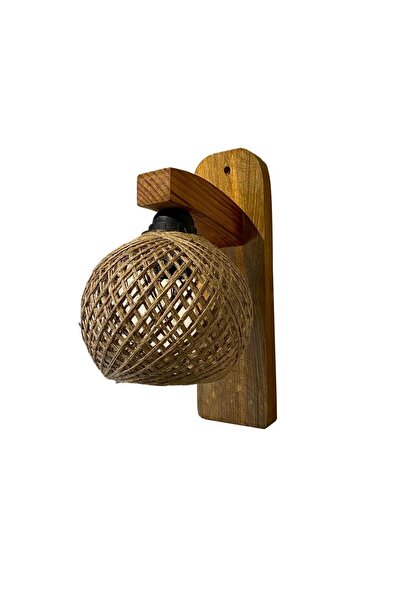 St Morritz Aplik Ahşap Aplik Duvar Lambası Mutfak Koridor Cafe Otel Restorant Için Jüt İpli Aydınlatma Toplu