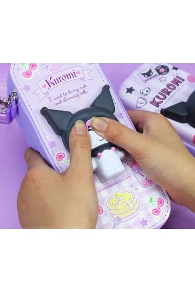 Petityu Kuromi 3Ds Cute Girl with Stress Toy Pencil Case
