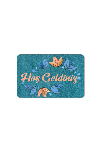 M&H Quality Welcome Written Digital Printed Flower Pattern Hooded Non-slip Mat - Washable for Inside and Outside