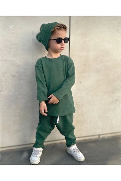barin kids Set camisole 3 piese pentru copii - bonetă, bluză și pantaloni