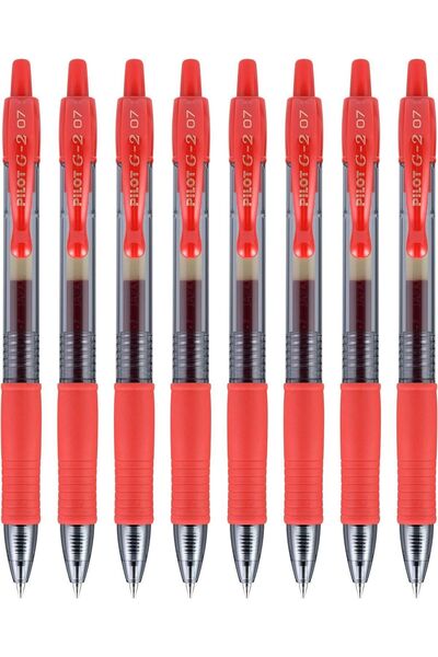 Pilot G2 Gel InK BallpoinT Pen - 0.7 Mm, Red, 8 Pieces
