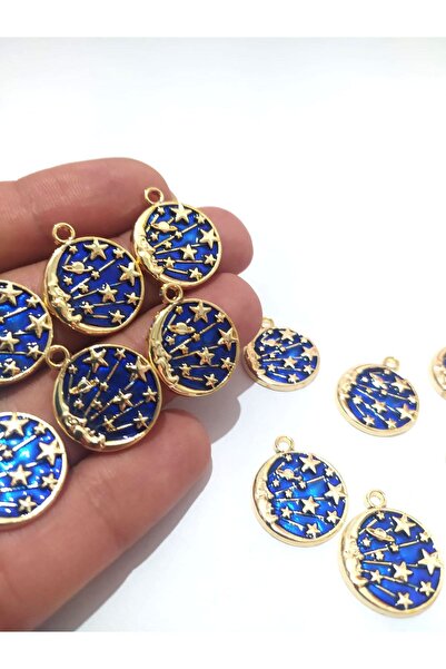 inSade Concept Takı Yapımı Için 5 Adet Gold Mavi Renk Gökyüzü Zodyak Aydede Ş...