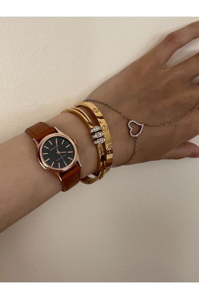 GOLDON Vintage Stil Deri Kayışlı Kol saati