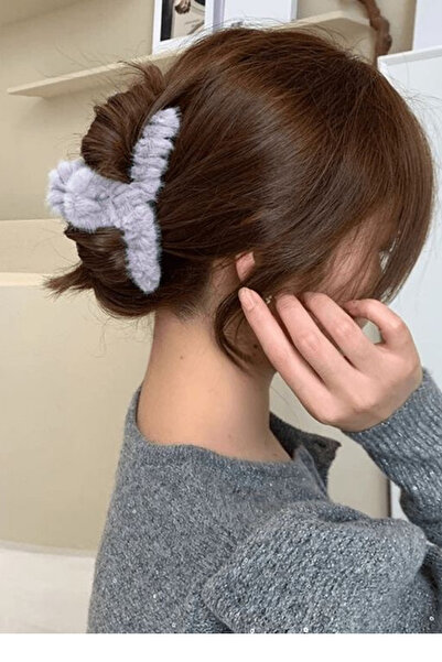 PREGIO Kadın Xl En Büyük Boy Peluş Tüylü Zarif Kışlık Mandal Toka