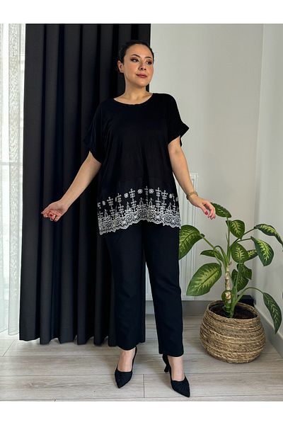 LİKRA Large Size Flexible Viscose Blouse - Scallop Detail