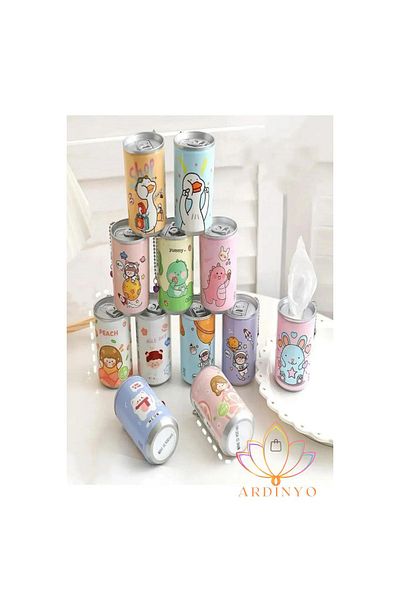 Ardinyo Fun Wet Wipes Round Beverage Box Design Pocket Size Keychain Cute Gift Child
