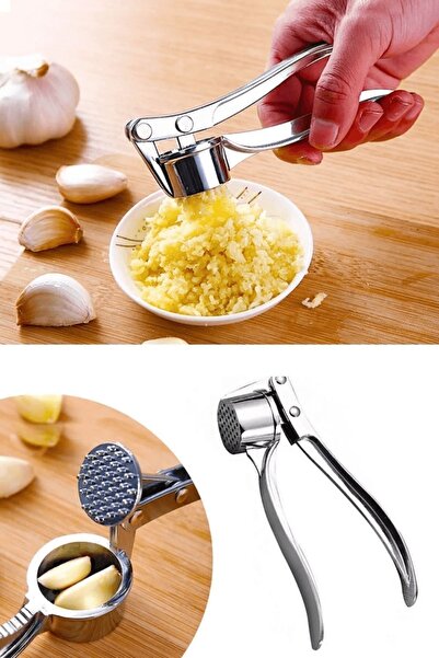 Ardinyo Round Shape Garlic Crusher Press Chamber Steel Garlic Grater Practical Garlic Crusher