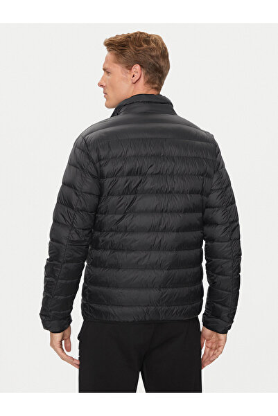 EA7 Stand Collar Zippered Black Men's Coat - with Insulated Brand Logo 8npb23 Pngpz-1200