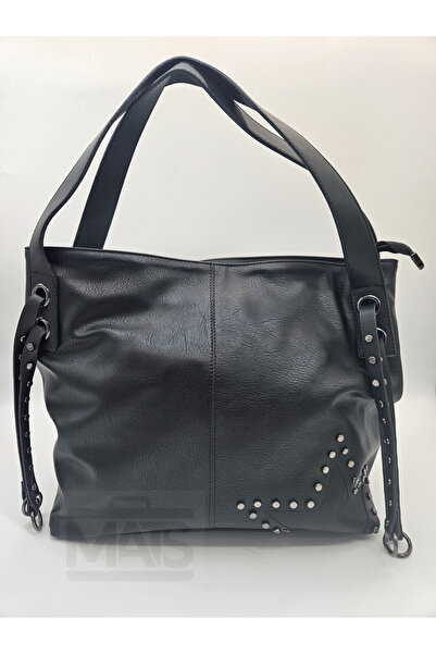 DSN Yıldız Desenli Salaş Siyah El Ve Omuz Çantası